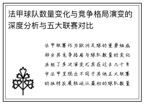 法甲球队数量变化与竞争格局演变的深度分析与五大联赛对比
